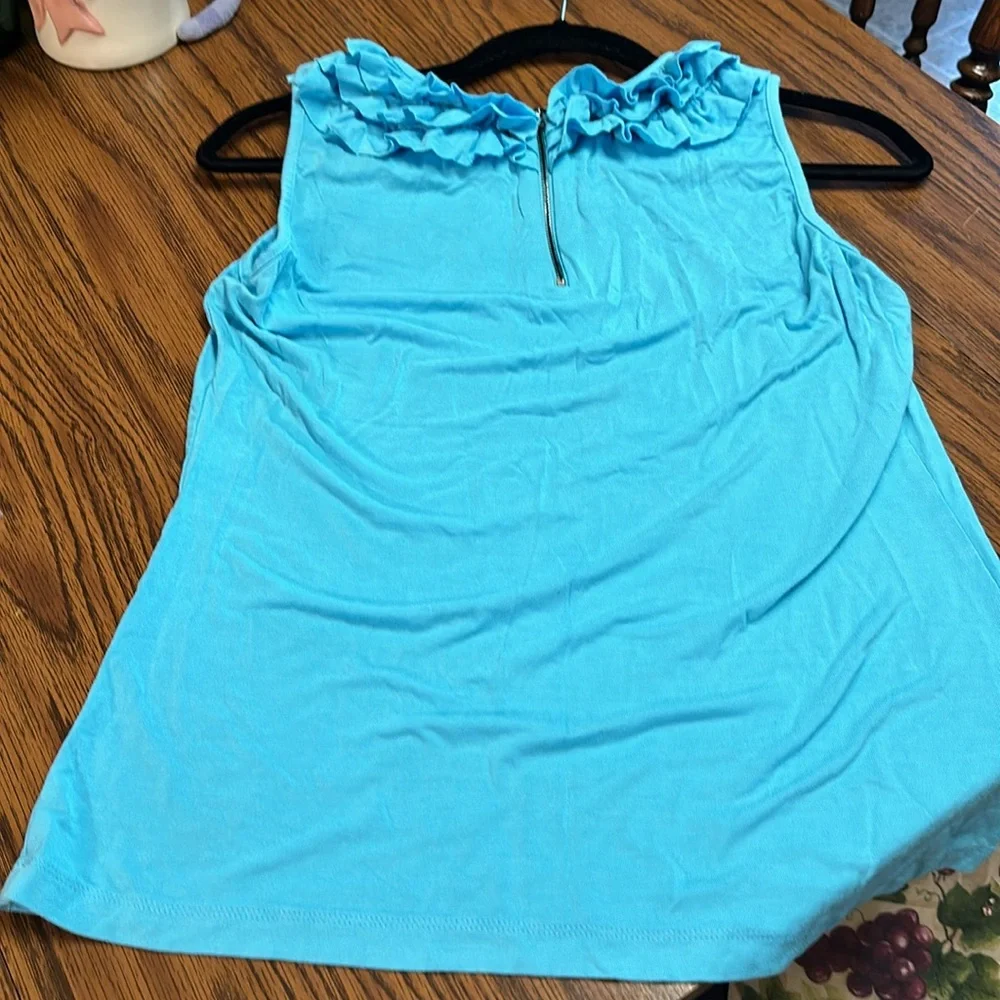 North Style Aqua Ruffle top - Picture 3 of 6